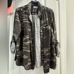 Altar'd State Camouflage Button Down Shirt - Green and Gray